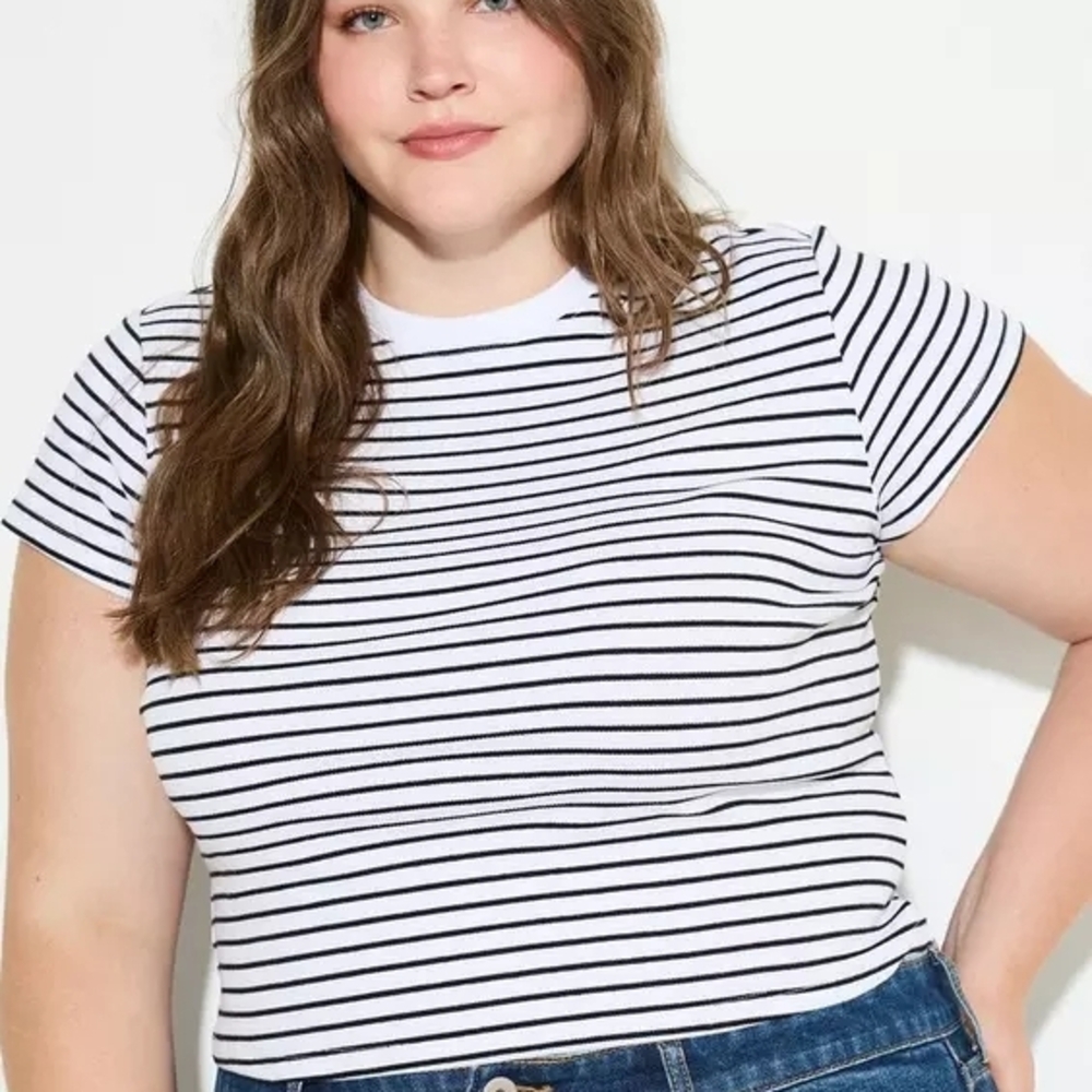 Lovesick Black and White Striped Short Sleeve Tee